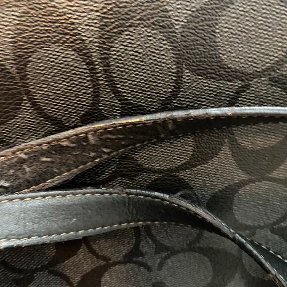 Coach Peyton Black Signature Logo Print Tote Heritage F18917 Handbag - Picture 10 of 13